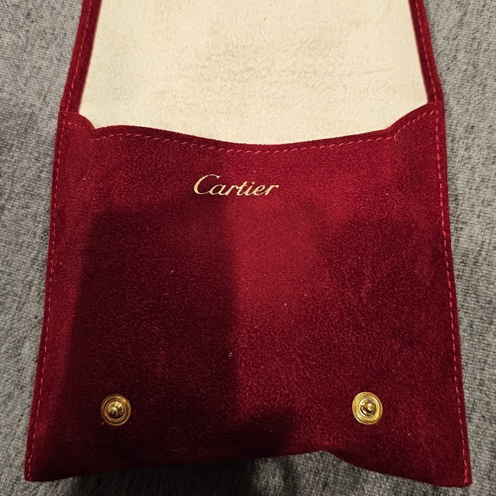 Cartier Red Velvet  Jewelry Pouch With Two Pockets Inside And Small Pillow